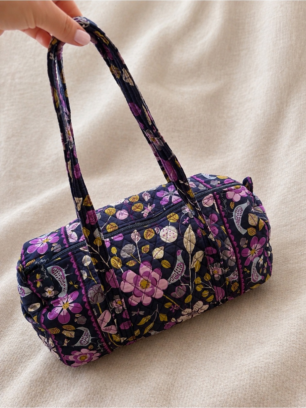 Vintage Vera Bradley Floral Nightingale Barrel Duffel Bag Retired Print